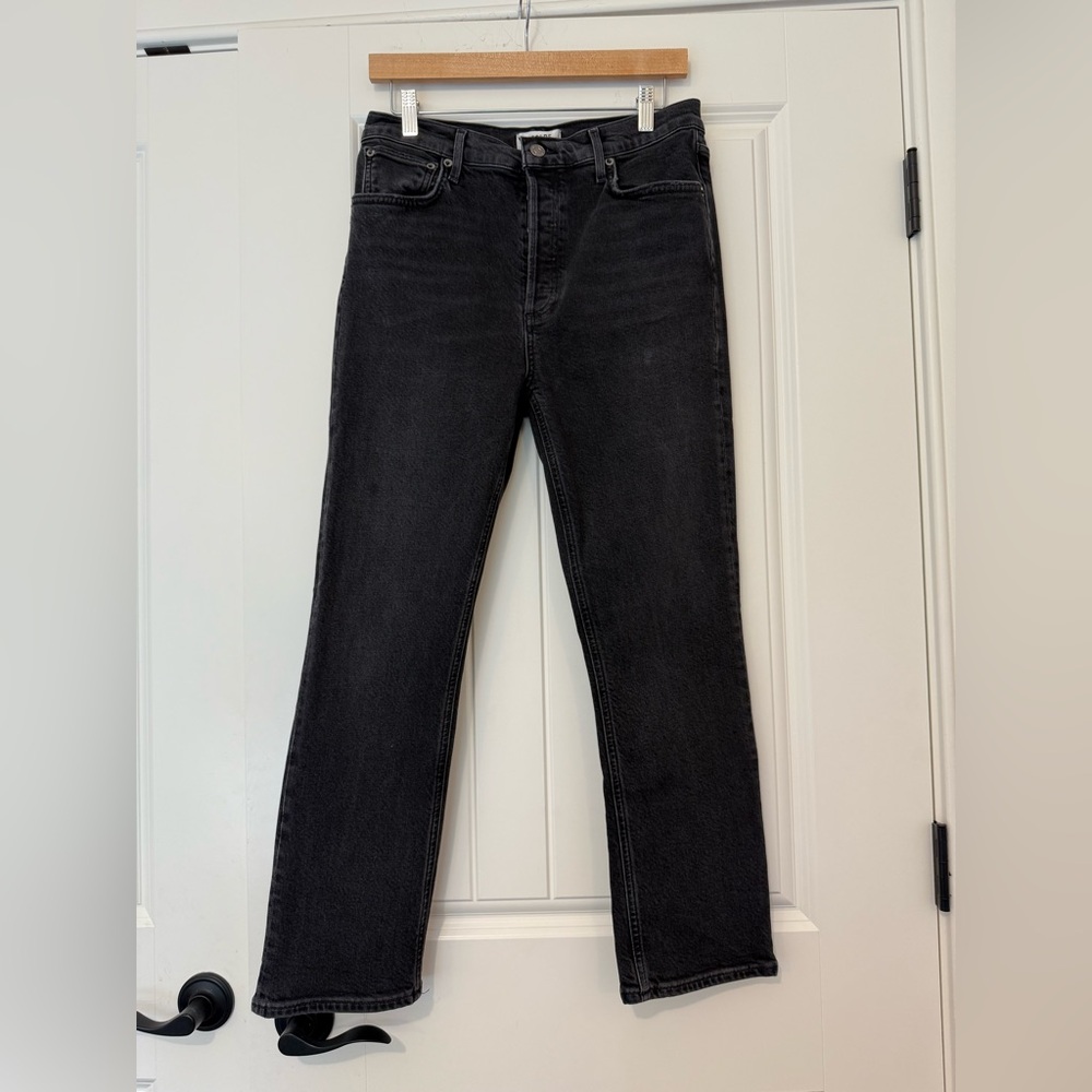 Agolde “Riley Crop” high rise, straight leg jeans